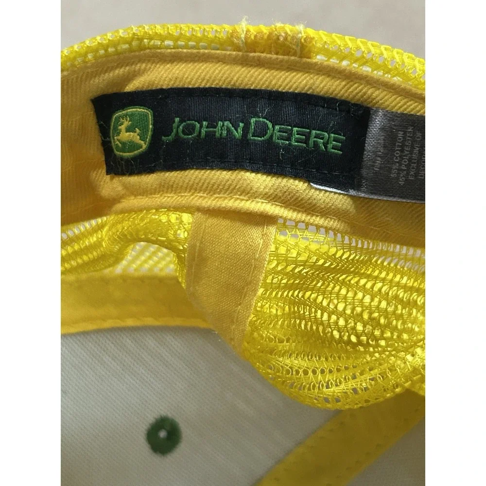 Vintage John Deere Trucker Hat Cap Snapback Green Yellow Mesh Farm Tractor Logo